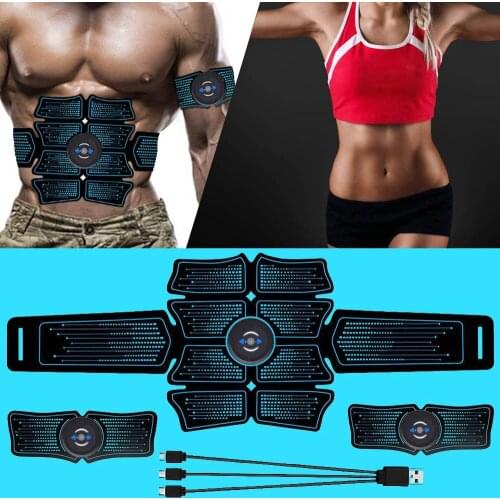 USB Rechargable Wireless EMS Electric Abdominal Muscles Trainer ABS Stimulator Body Weight Loss Massage Home Gym Sport Fitness
