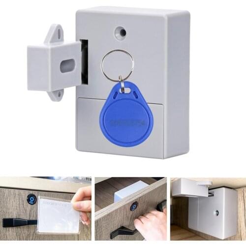 Digital Invisible Electronic Cabinet Smart Lock IC Card Sensor RFID Drawer Lock Induction Battery Powered Wardrobe Lock LST001