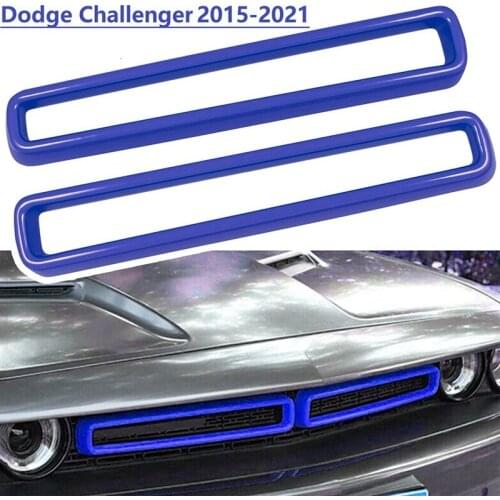 ABS Front Grill Inserts Guards Insert Exterior Accessories Decoration Trim Cover for Dodge Challenger 2015-2021 Blue