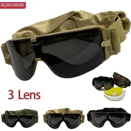 High Quality Military Airsoft Tactical Goggles Shooting Glasses X800 Black 3 Lens Motorcycle Windproof Wargame Outdoor Goggles