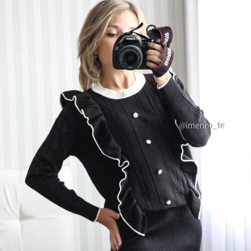 GIGOGOU Lotus Leaf Women Sweater Englang Style Woman Pullover Sweaters Spring Autumn Long Sleeve Knitwear Soft Jumper Pull Femme
