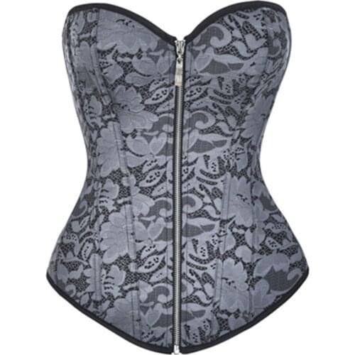 Womens Corset Grey Sexy Corsets And Bustiers Top Corselet for Slimming Plus Size Vintage Lace Up Lingerie S-XXL