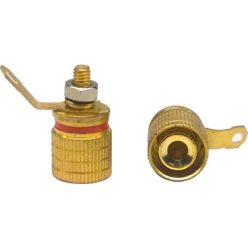 2 pcs/lot Small Banana 4mm Gold Plating Inverter Crimp Terminal Horn Plug Connectors Audio Horn Plug Cold Pressure Solderless