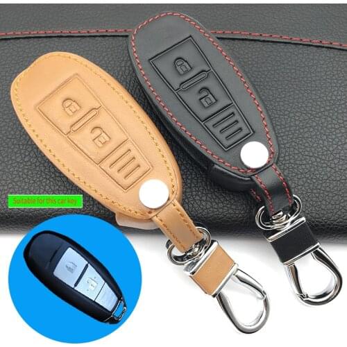 2017 Popular Leather Key Chain Remote Control Car Key Cover Case For Suzuki Vitra / Swift / SX4 / Liana 2 Button Smart Key shell