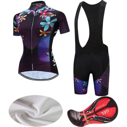 2021 Summer Short Sleeve Women Cycling Jersey Set Female Suit Bike Clothing BIB Gel Pants Bicycle Clothes MTB Dress Kit Uniform