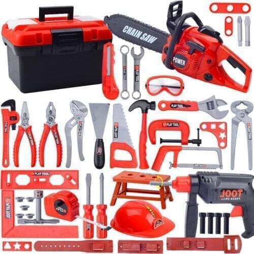 36pcs Toolbox Kits Drill Plastic Game Learning Engineering Puzzle Toys For Boy Gift Kids Educational Simulation Repair Tools Toy