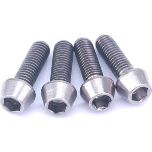 4 PCS M5x16mm Ti GR5 Titanium Alloy Cone Head Screw Bolts For Bike Handlebar Stem Clamp
