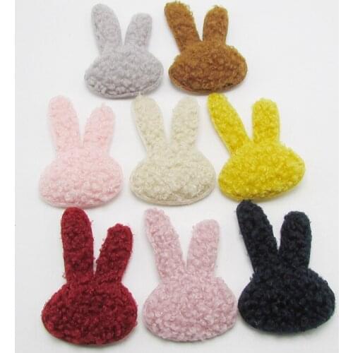 40pcs/lot 4x6cm Plush velvet Rabbit Head Padded Appliques DIY handmade Children Hair Accessories and Clothes Sewing