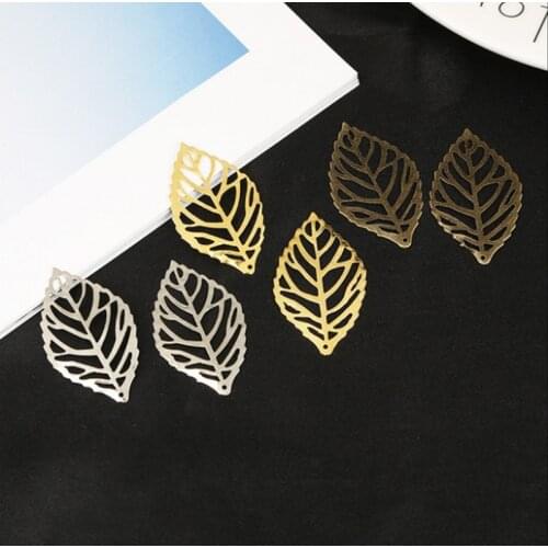 50Pcs Pick Colour Leaves Filigree Wraps Connectors Metal Crafts Connector For Jewelry Making DIY Accessories Charm Pendant