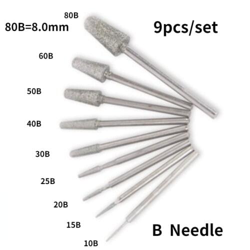 Class B Jade Carving Diamond Grinding Head / B Needle Round Head Cone Inverted Horn Head / Jadeite Grinding and Polishing Needle