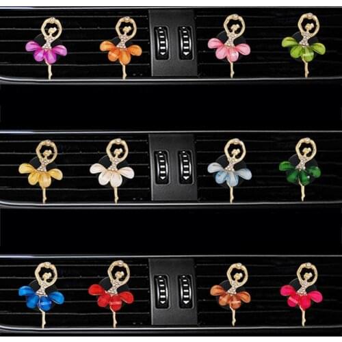 Flower Shape Ballet Girl Car Perfume Clip Alloy Ballet Girl Long-Lasting Alloy Multiple Aromas Car Fragrance Clip for Vehicle