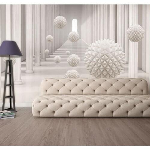 Bacaz Stereoscopic Abstract Space Circle Ball 3d Wallpaper Murals for Sofa Background Photo Papel 3d Wall Mural Wall paper