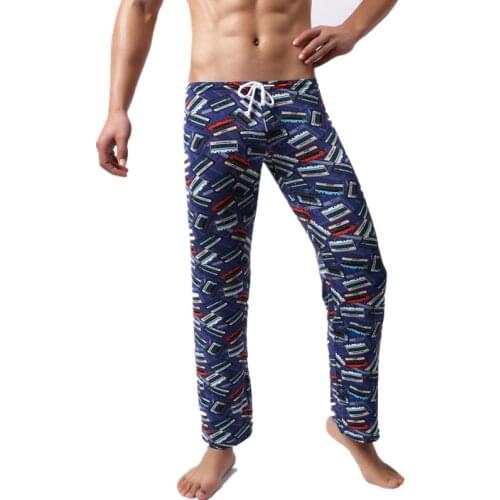 Mens Pants Lacing Printed Casual Loose Trousers Sweatpants Breathable Fitness Sports Pants Homewear Sleep Bottoms Underwear