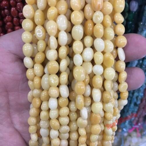 Free Shipping 6-8mm Irregular Yellow jadee Stone Beads Natural Shaped Stone Beads For Jewelry Making 15