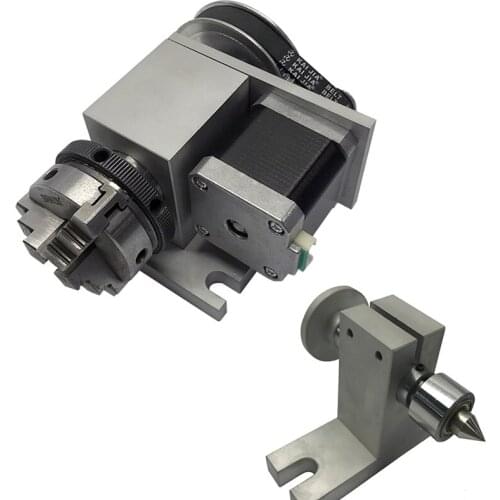 CNC dividing head A axis rotation 4 jaws Sanou K02-50 2inch chuck 4th 4 axis rotary & MT2 Tailstock For Router Wood working