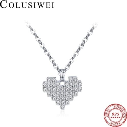 Colusiwei Romantic 925 Sterling Silver Precision Full Zirconia Love Hearts Pendant Necklace for Women Wedding Engagement Jewelry
