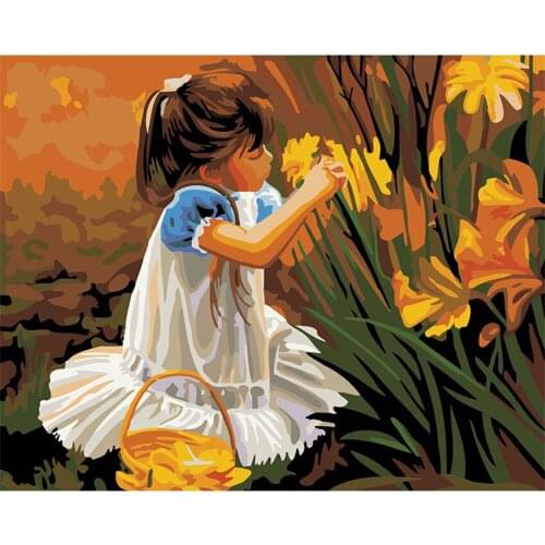 DIY Digital Painting By Numbers Package Flower girl oil painting mural Kits Coloring Wall Art Picture Gift frameless