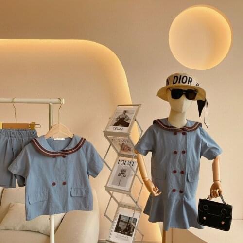 Childrens College Style Suit 2021 Summer New Baby Boys and Girls Fashion Casual Sets Brother and Sister Clothing Sets 2-8 Years