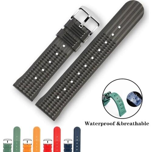 For Seiko IWC Astron Watch Waffle Straps 20mm 22mm Watchband Soft Rubber Strap For Universal Mens Diving Watch