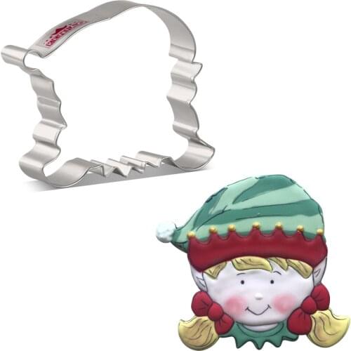 KENIAO Girl Face Cookie Cutter For Winter Christmas Party - 8.5 x 10.1 CM - Biscuit Fondant Bread Cutter - Stainless Steel