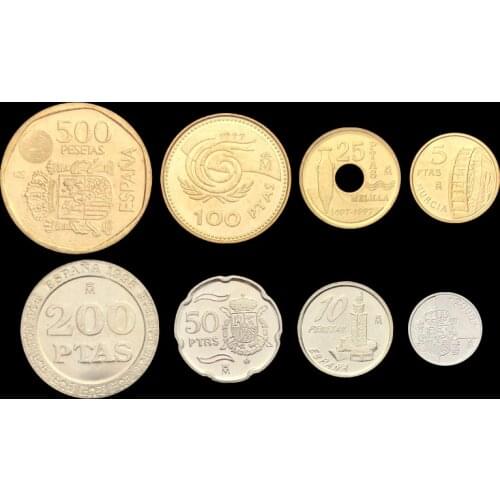 Spain full Set 8 Coins Original True Real Genuine Coin European Collectible Gift UNC