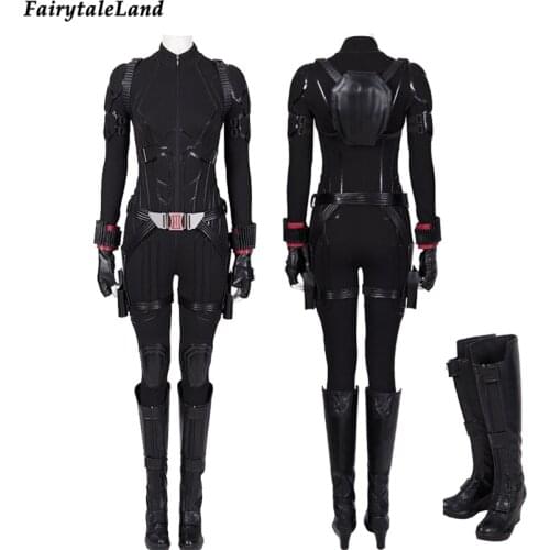 Carnival Halloween Natasha Costume Superheroine Cosplay Widow Outfit Natalia Black Jumpsuit Boots Custom Made