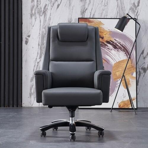 New Modern Boss Leather Computer Chair Home Office Chair Comfortable Solid Wood Executive Chair Ergonomic Chair Swivel Chair