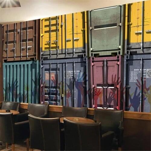 Milofi 3D mural retro nostalgic container special bar hotel restaurant creative background wall