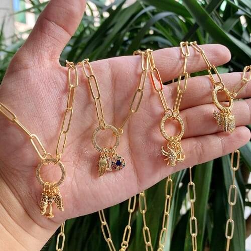 Fashion Lady Party Golden Blue Eye Shaped Round Knot Necklace Hot Selling Evil Eyes Pendant