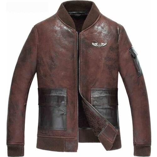 Mens Genuine Leather Jacket Double-Face Fur Coat Fashion Short Sheepskin Casual Outerwear Gsj376