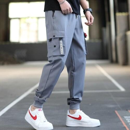 Spring and autumn mens overalls trendy brand summer Korean style loose Leggings nine point casual long pants thin sweatpants