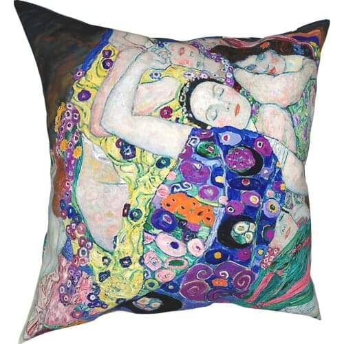 The Virgins Gustav Klimt Pillowcover Home Decorative Cushion Cover Throw Pillow for Living Room Double-sided Printing Novelty