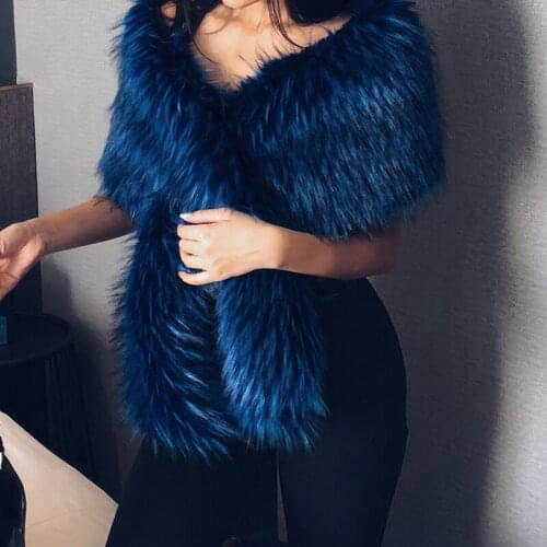 New Shaggy Faux Fur Scarfs For Women Winter Warm Accessory Elegant Wedding Fur Pashmian Shawl Fluffy Fur Scarves Gifts 2C0256