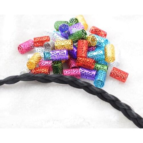 Wholesale new 100Pcs 10/15mm Plated hair braid dread dreadlock beads adjustable cuff clip 10mm hole clip hair styling diy