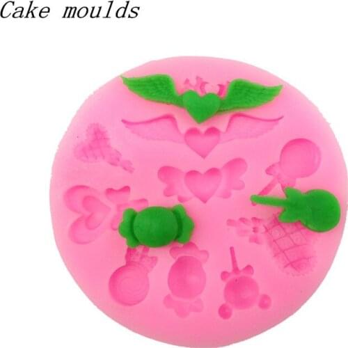 Wholesale Silicone mold RS013 Mini Lollipop heart with wing shape Candy mold decoration fondant cake mold
