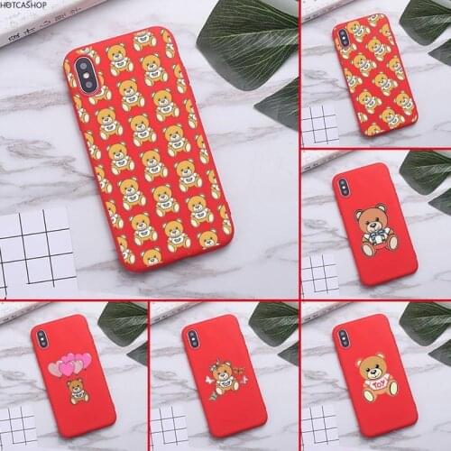 Popular Italy Bear Phone Case For iPhone XS MAX 11 Pro X XR 7 8 6 Plus Candy Color red Soft Silicone Cover