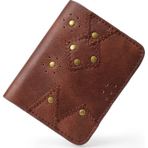 Hot Leather Women Men Wallet Coffee Short Coin Purse Mini Card Holder Designer Luxury Retro Punk Support Dropshiping
