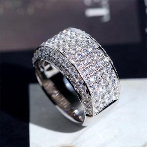 Luxury Silver Plated Zircon Rings for Women Wedding Engagement Anniversary Gift Classic Shine Micro Crystal Finger Ring Jewelry