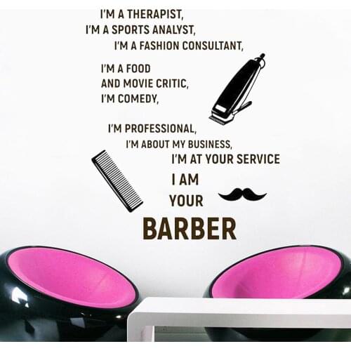 Barbershop Wall Decal Motivational hair salon quote wall sticker vinyl removable poster art mural HJ1152