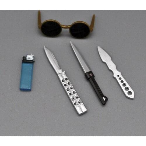 In Stock 1/6th Soldier Modern Trend Weapon Knife Dagger Sunglasses Lighter Kit Elements For Doll Figures Scene Components