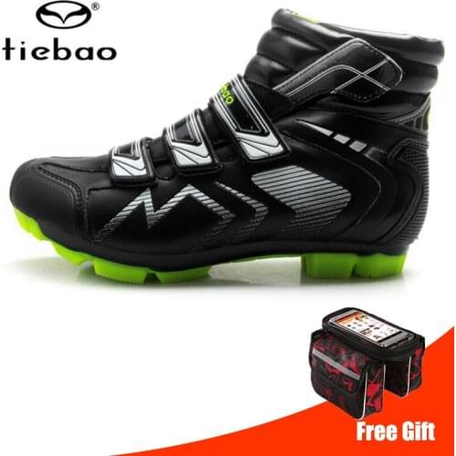 TIEBAO Cycling Shoes Winter sapatilha ciclismo mtb Windproof Warm Self-Locking High Ankle Boots Mountain Bike Racing Shoes
