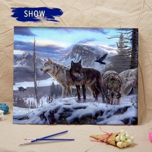 Wolf Oil Painting By Number Landscape Drawing On Canvas DIY Pictures By Numbers HandPainted Painting Animal Art Kits Home Decor