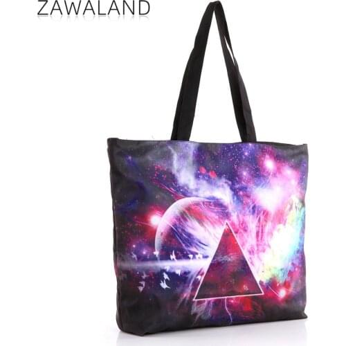 Zawaland New Women Handbag Colorful Galaxy Shoulder Bag Female Student Books Storage Top Handle Bag Lady Travel Shopping Tote