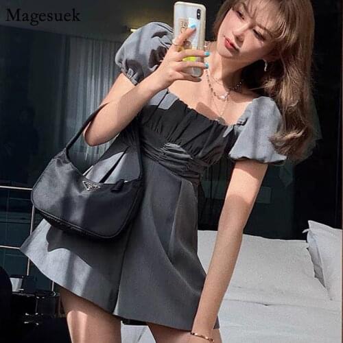 Fashion High Waist Wide Woman Jumpsuit Summer Pleated Short Sleeve Overalls for women Waist Hugging Off-Shoulder Playsuit 14395