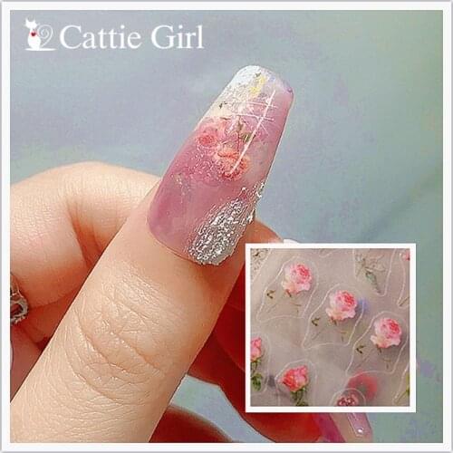 1 Sheet New Rose Flowers Trend Nail Art 3D Stickers Black Nail Decals for Nails Alphabet Manicure Design DIY 3D Accessories