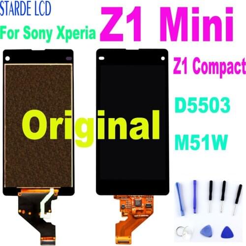 100% Original LCD For Sony Xperia Z1 Mini Compact D5503 M51W LCD Display Touch Screen Digitizer Assembly Screen Z1 MINI LCD