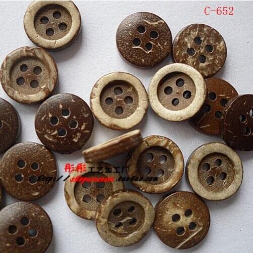 100 pieces/lot Natural Coconut Shell Buttons Scrapbooking Sewing Buttons - 13mm N0652