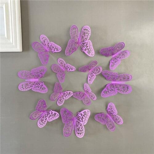 12Pcs Pink Gold Blue Hollow 3D Butterfly Wall Stickers for DIY Party Kids Wedding Living Room Decoration Window Home Decal Decor