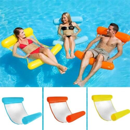 4-in-1 Water Hammock Inflatable Pool Float Multi function Swimming Mattress Pool Recliner Pool Chair Portable Water Hammock
