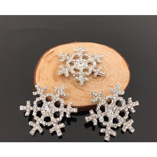 BT318 28mm)5pcs alloy snowflakes shape flatback rhinestone buttons